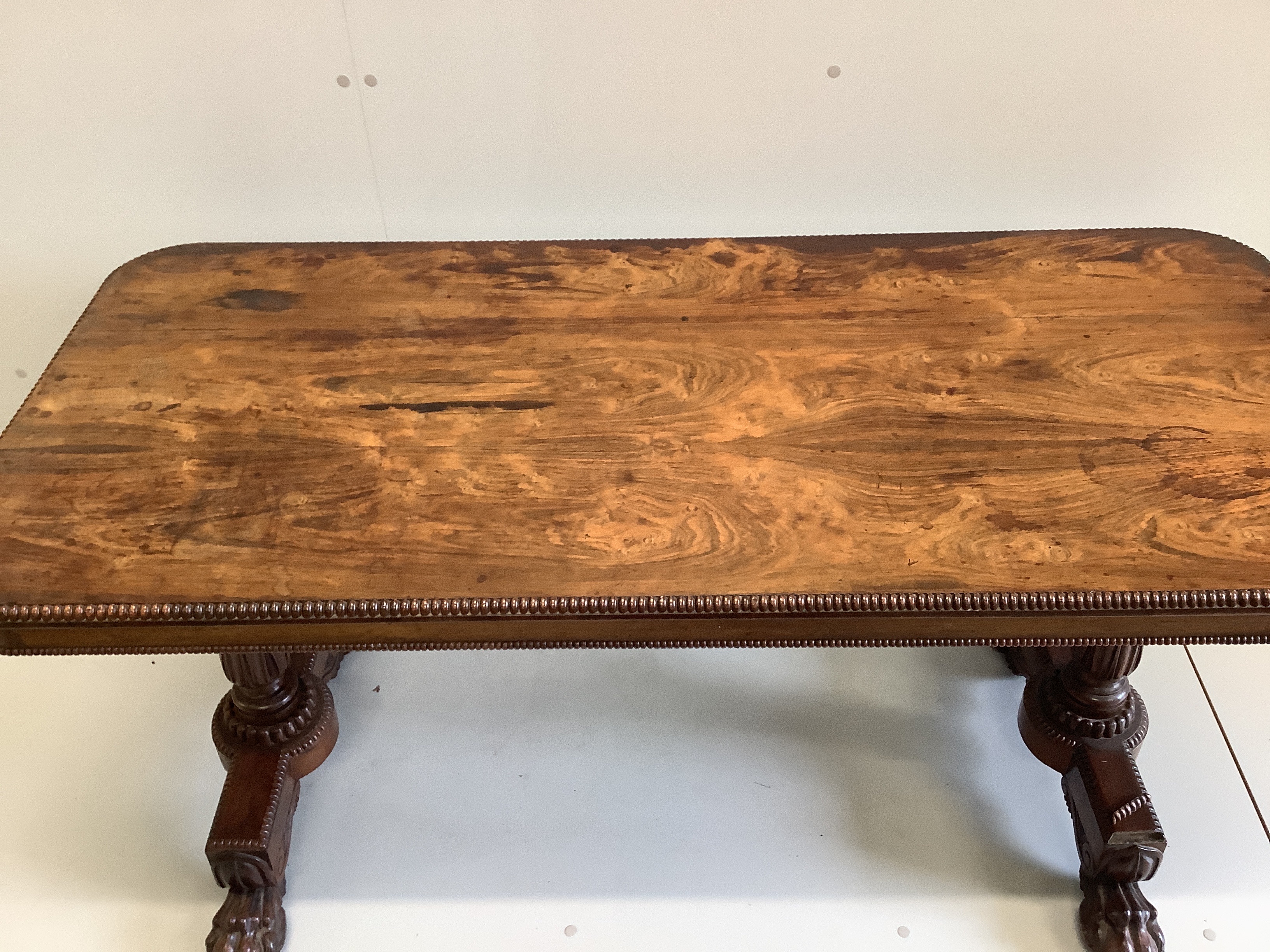 A William IV rosewood rectangular centre table, width 142cm, depth 65cm, height 72cm